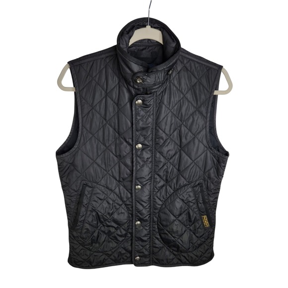 Polo Ralph Lauren Other - Polo Ralph Lauren Vest Men Small Black Diamond Quilted Mock Neck Full Zip Preppy